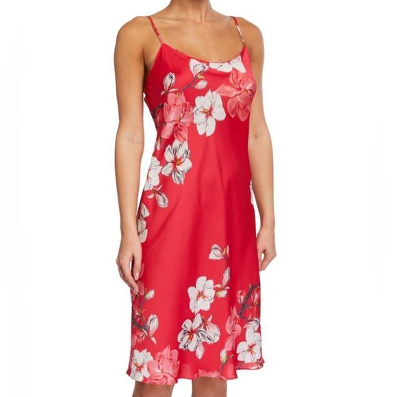 Natori Magnolia Floral Print Satin Chemise Gown - Picture 2 of 8